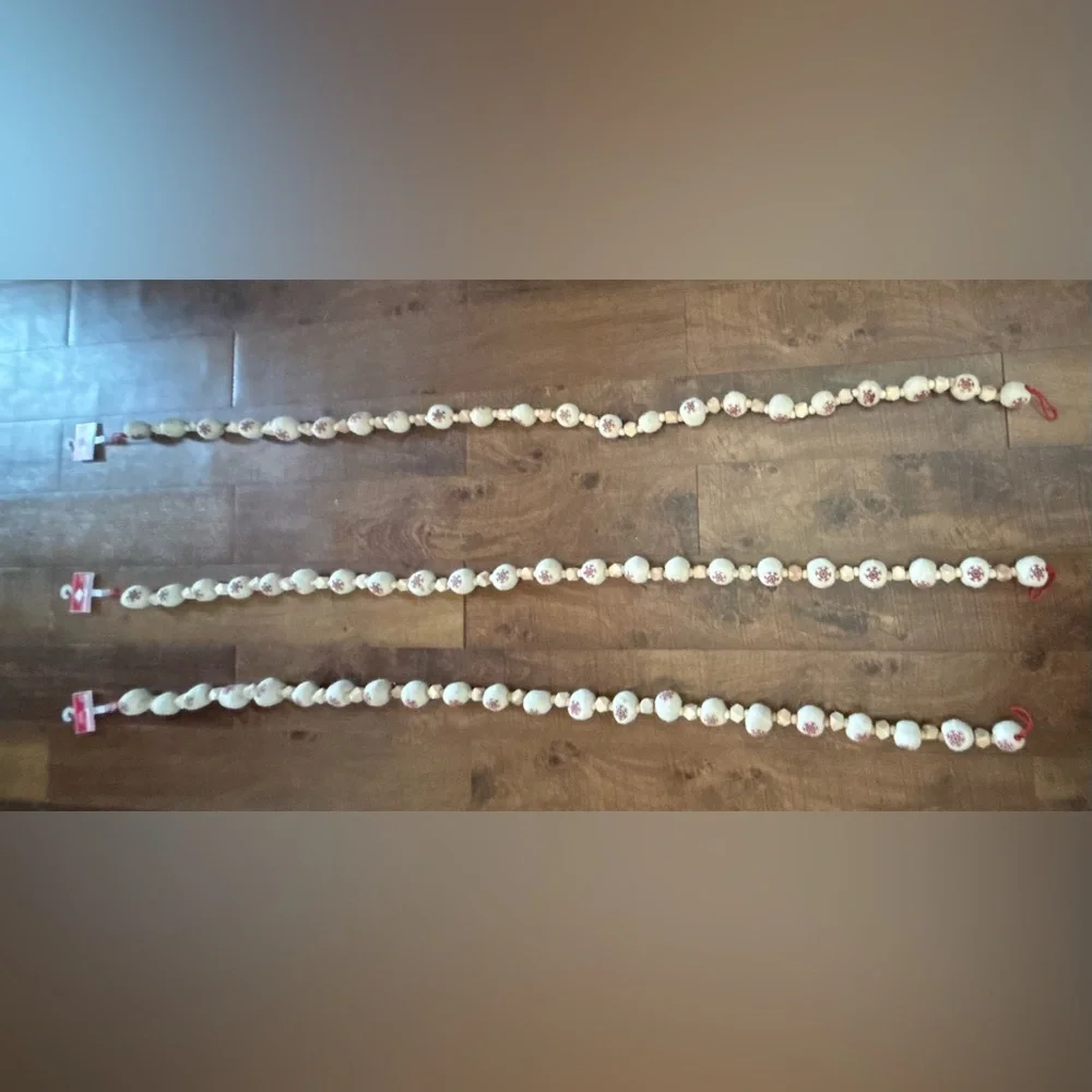 Christmas ball garland NEW NWT 3 sets wood snowflakes 6 ft festive Xmas decor
